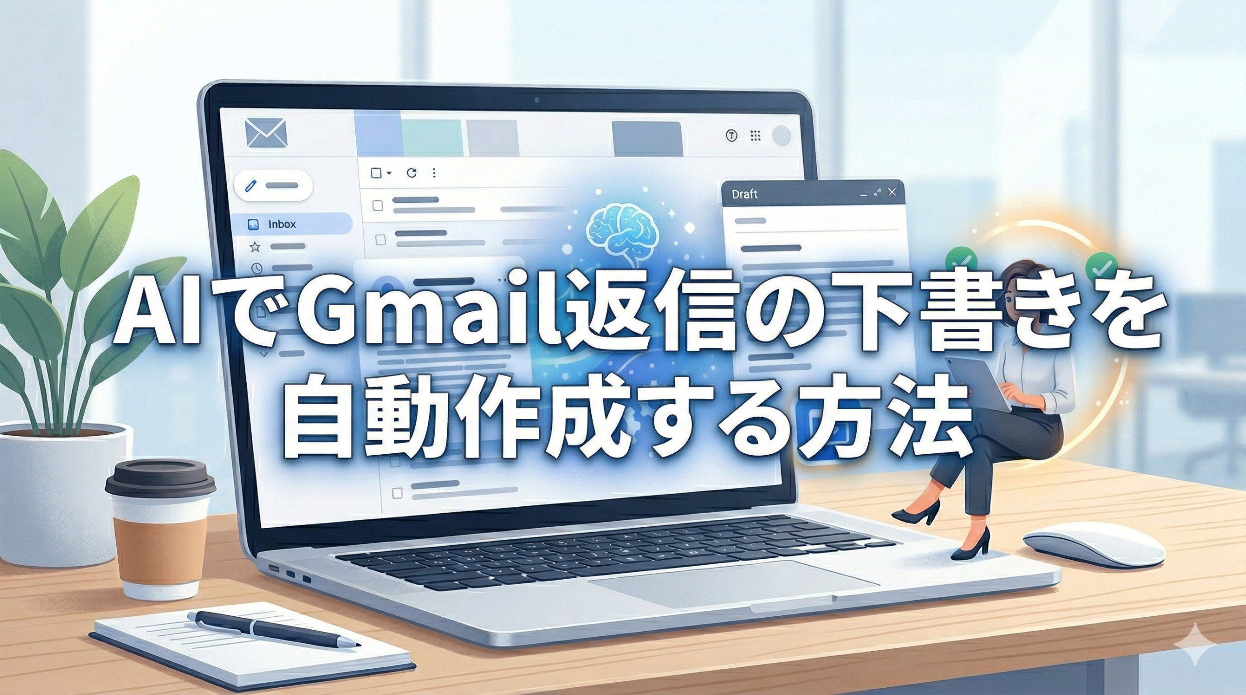 受信メールをもとにAIが返信案を作成し、Gmailの下書きに保存する半自動フローのイメージ画像