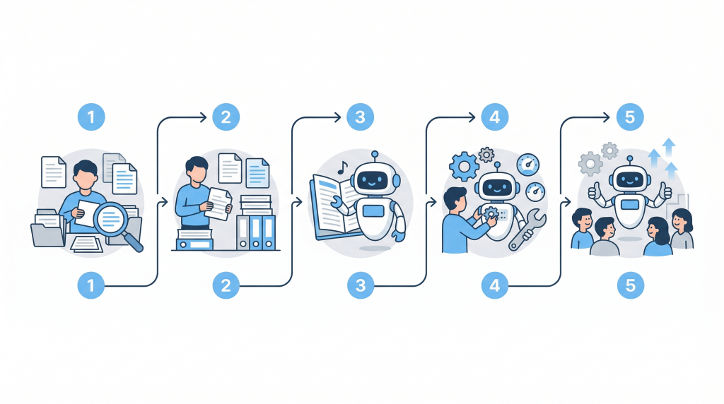 Difyで社内FAQボットを作る流れを5つの手順で整理した図解