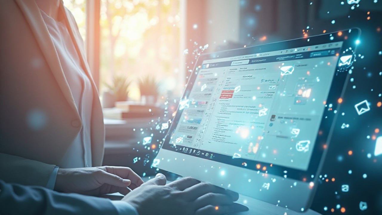 受信メールの要約、返信案の下書き作成、確認フローまでをAIで半自動化する流れを表したイメージ